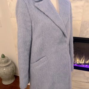 Nordstrom TOPSHOP Light Powder Blue Wool Fluffy Peacoat Coat Jacket Size US 6